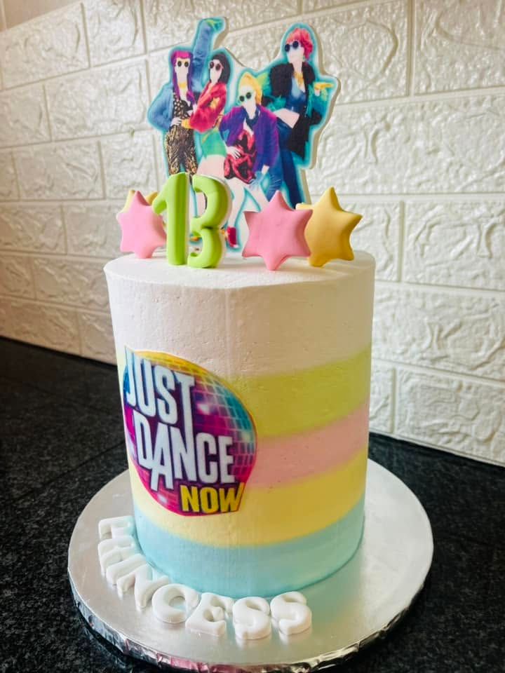 Just Dance Pastel Stripes — a custom bake by Fikiz Bakery
